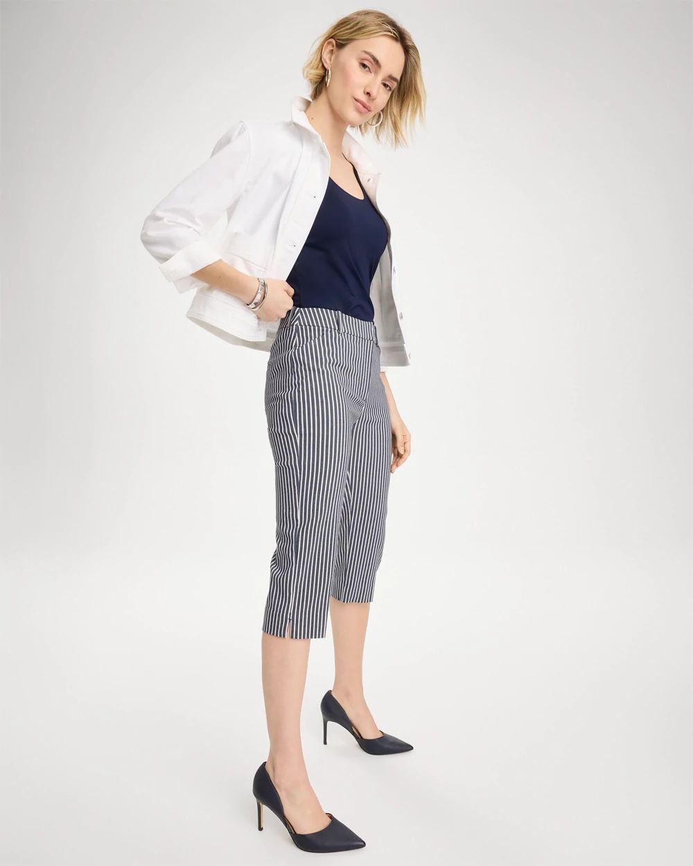 Emme Slim Striped Capri Pants