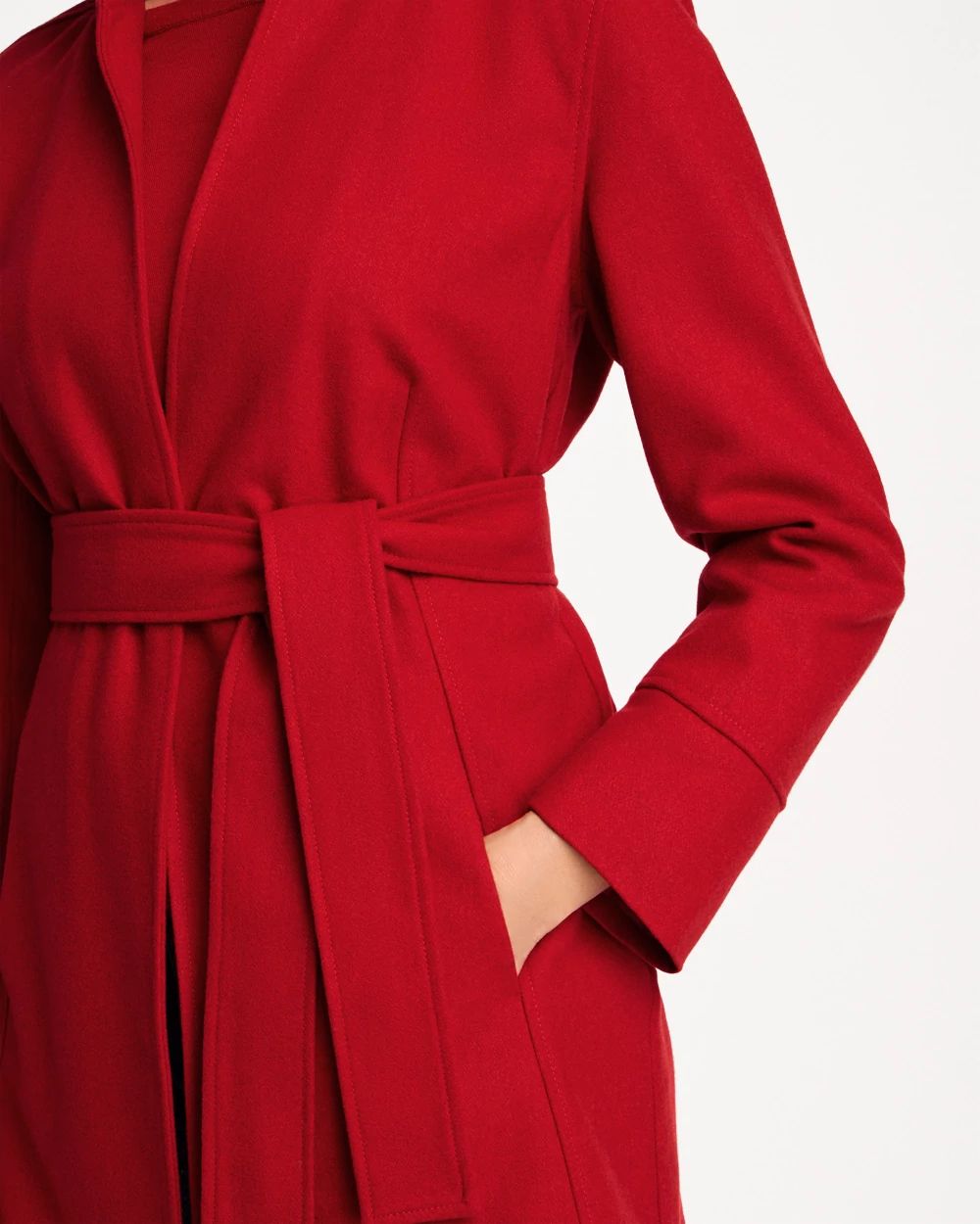 Melton Long-Sleeve Belted Jacket click to view larger image.