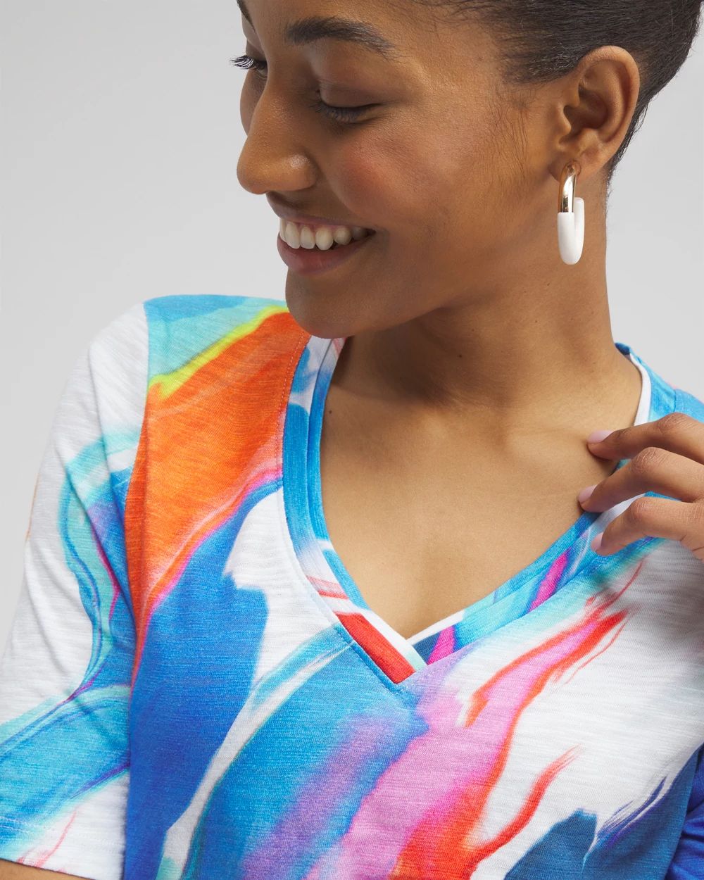 Abstract Elbow Sleeve A-line Tee