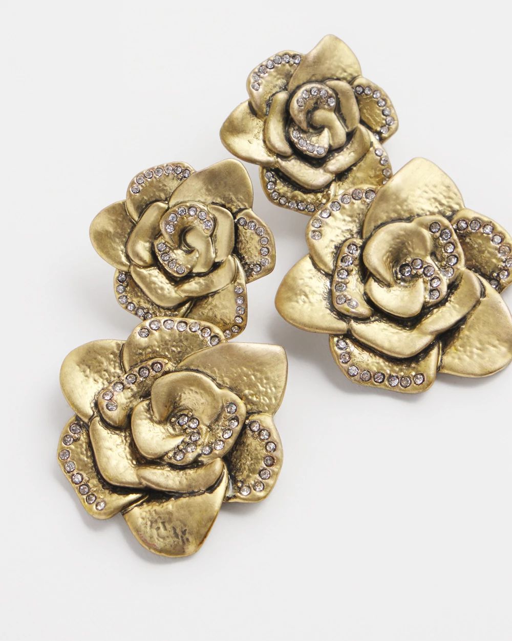 No Droop™ Gold Tone Rose Drop Earrings
