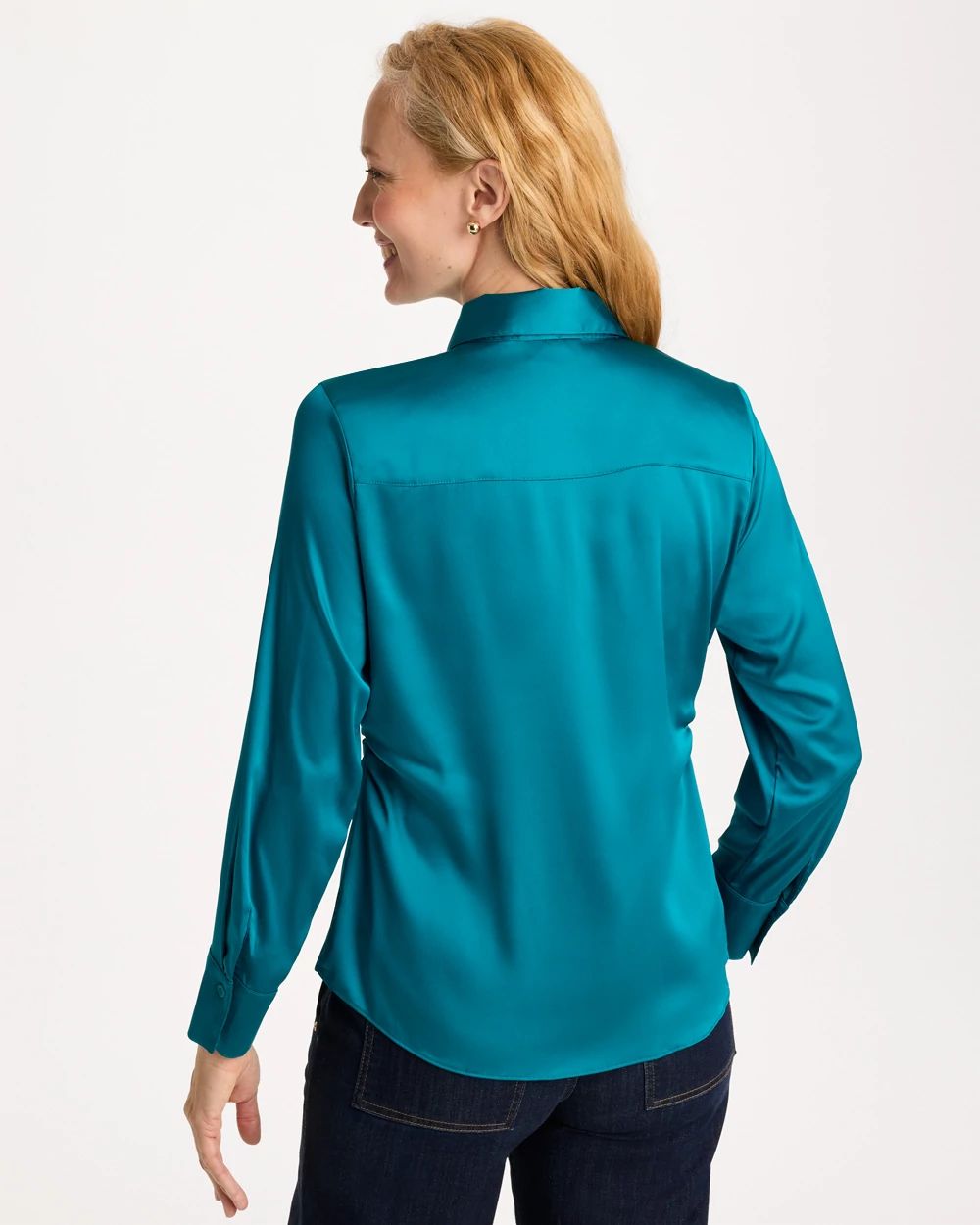 Satin Twill Collared Shirt click to view larger image.