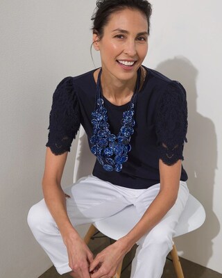 Tier Sleeve Embroidered Tee