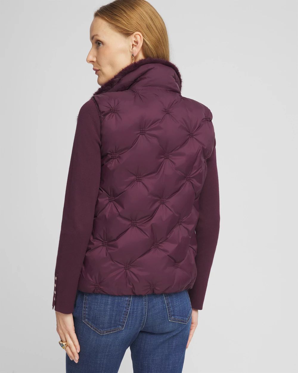 Nylon Fur Trim Puffer Vest