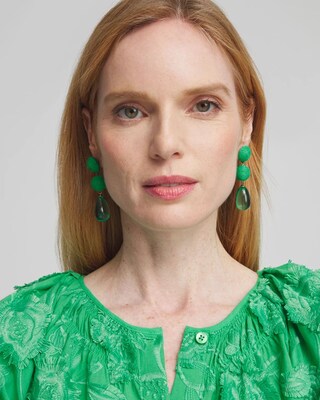 No Droop™ Green Raffia Drop Earrings