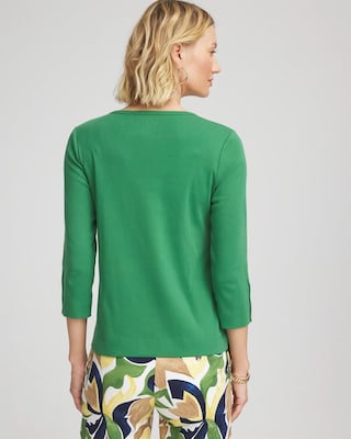 Pima Cotton Crewneck Button Tee click to view larger image.