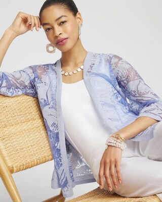 Blue Burnout Cardigan