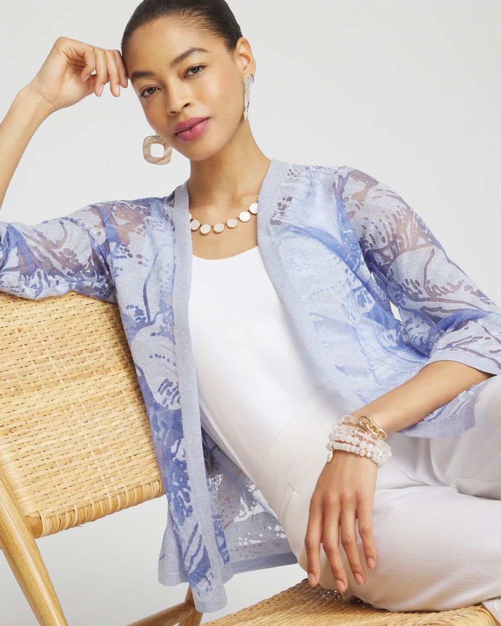 Blue Burnout Cardigan