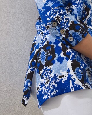 Ikat 3/4 Button Sleeve Slub Tunic