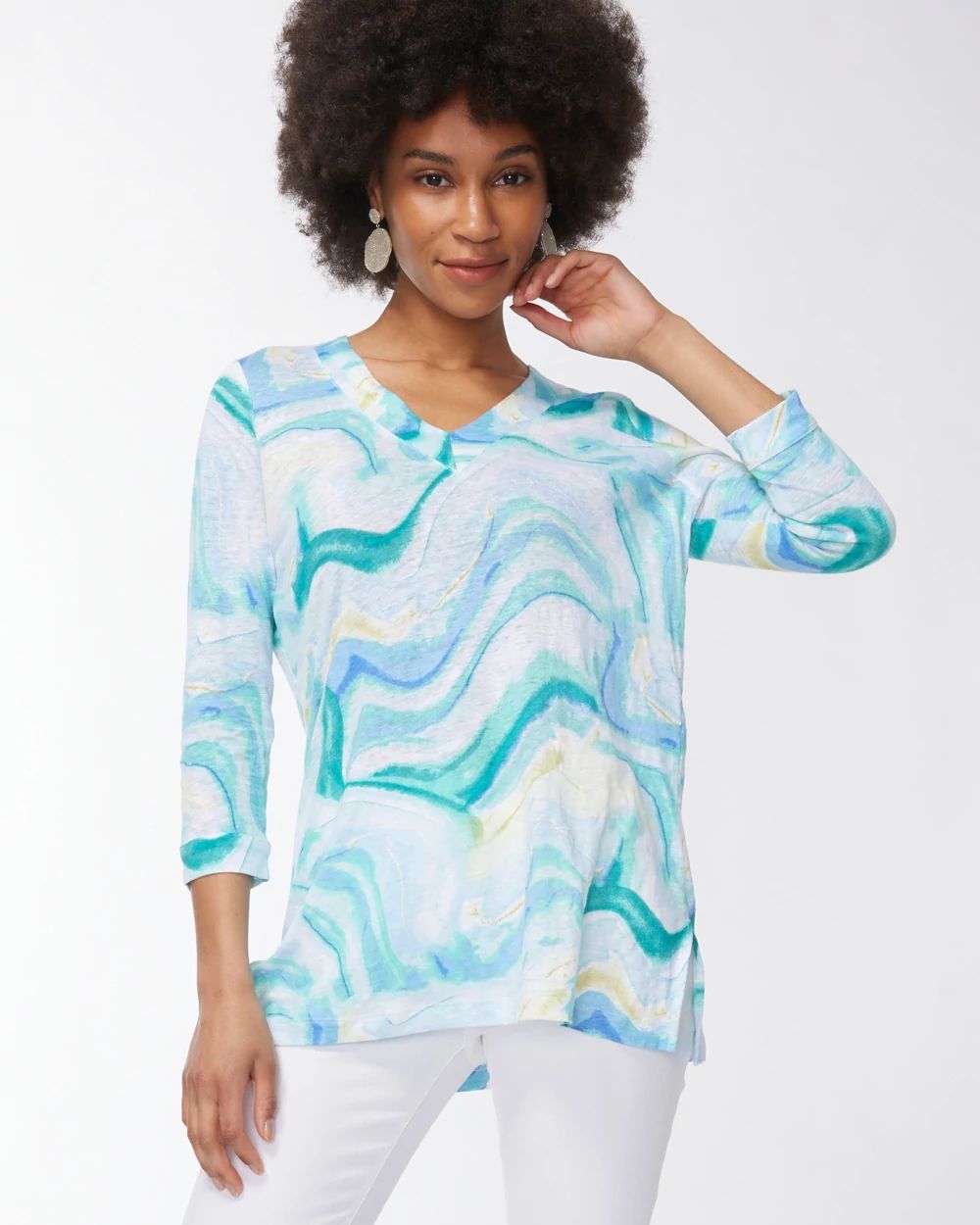 Linen Marble Print Tunic