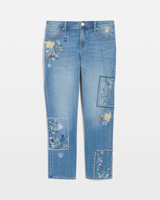 Floral Patchwork Girlfriend Crop Jeans click to view larger image.