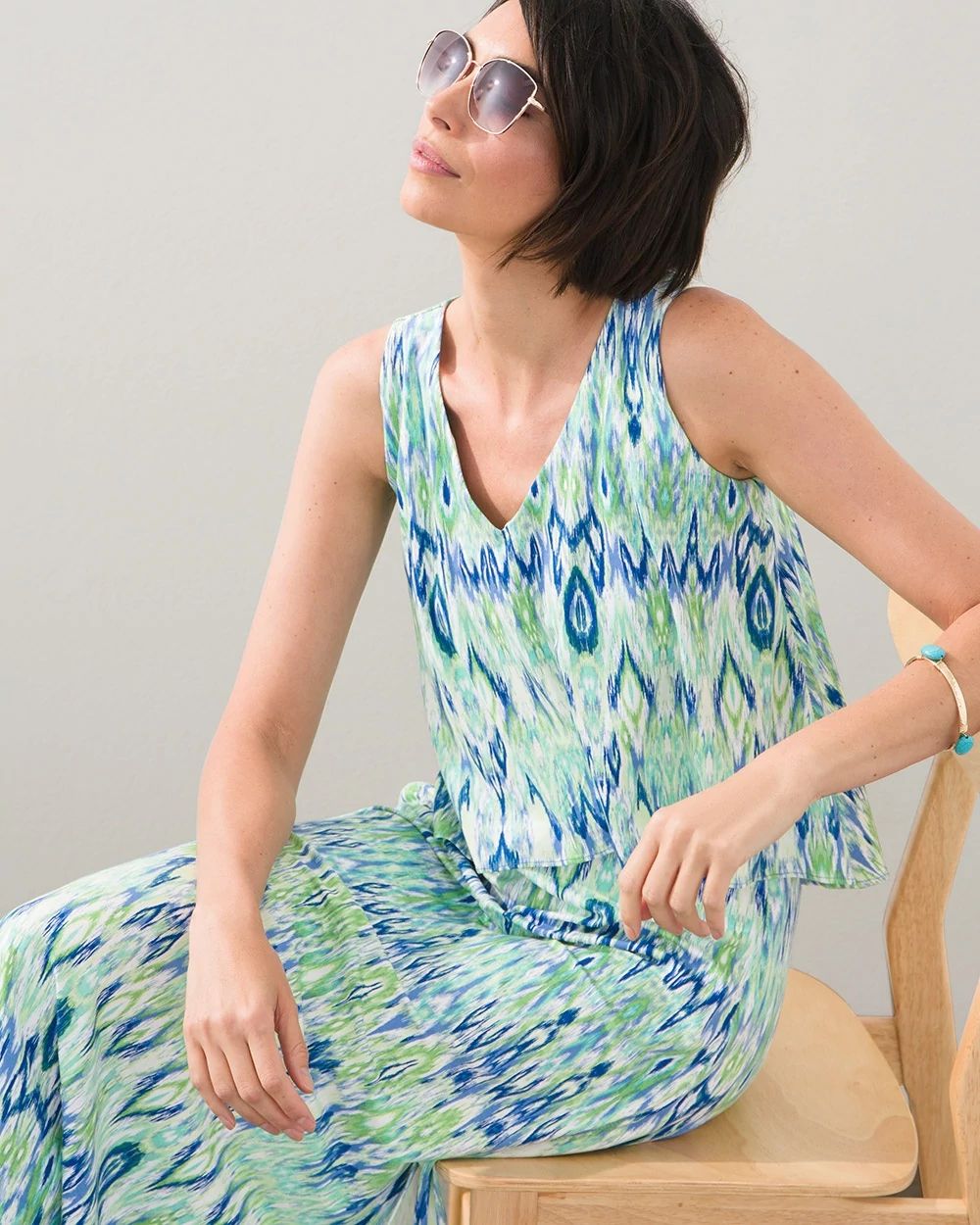 Ikat Print Popover Maxi Dress