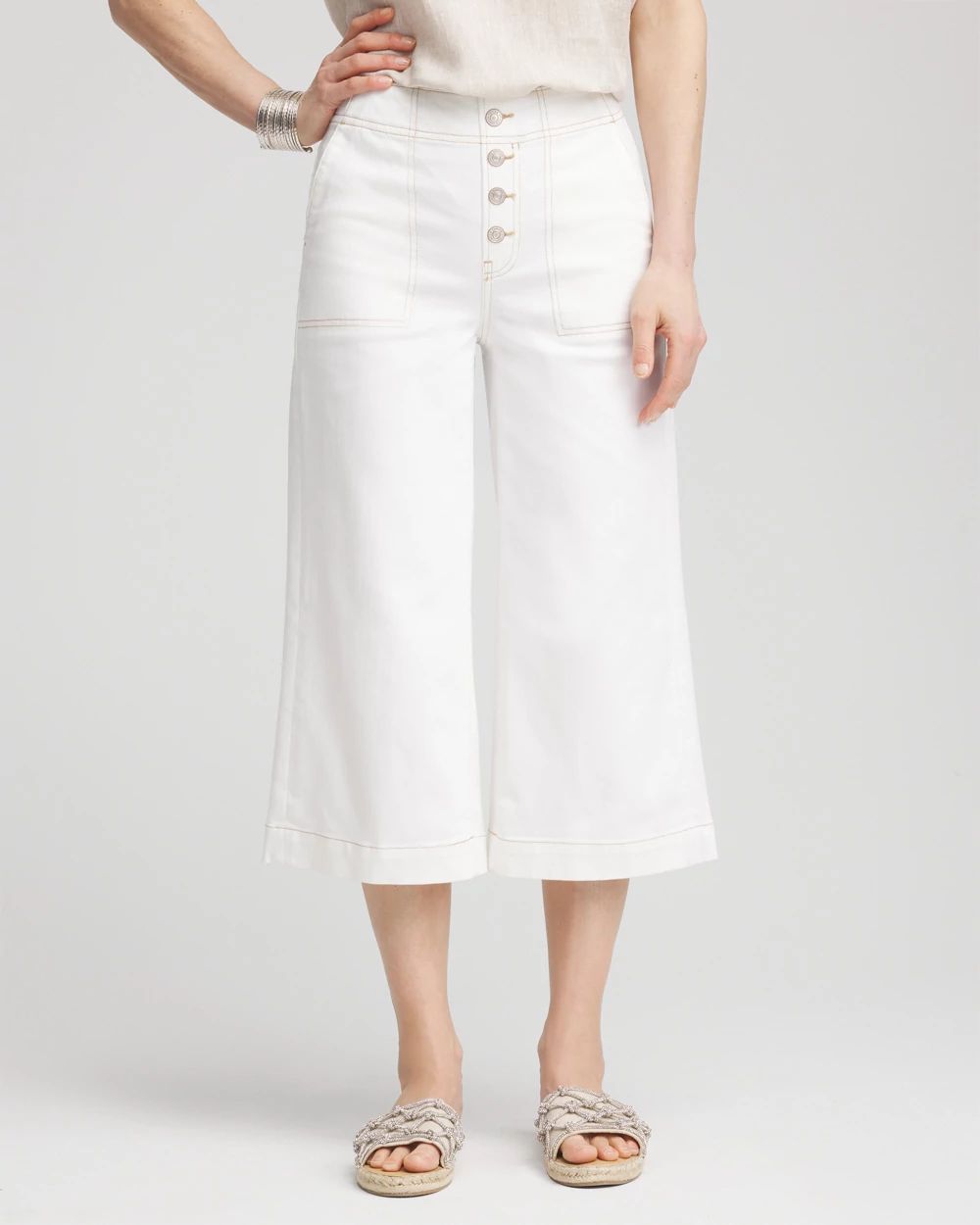 No Stain Pull-On Wide Leg Cropped Jeans