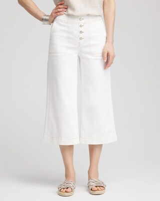No Stain Pull-On Wide Leg Cropped Jeans