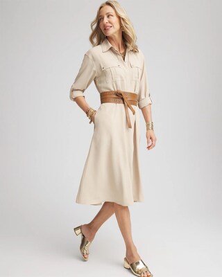 Twill Belted Midi Shirtdress click to view larger image.