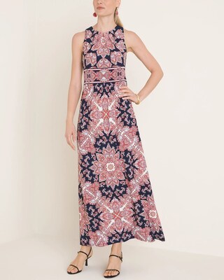 London Times Medallion-Print Jersey Maxi Dress
