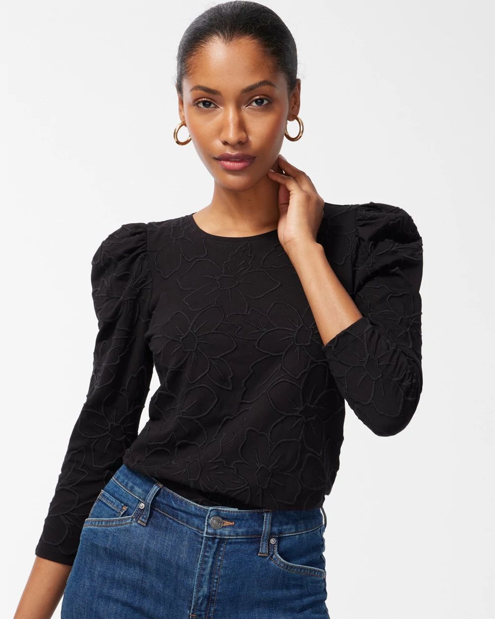 3/4 Sleeve Embroidered Tee