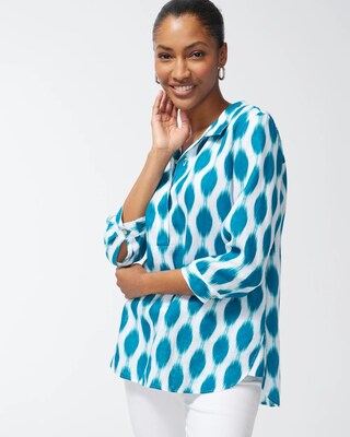 No Iron Linen Dots Button Back Tunic