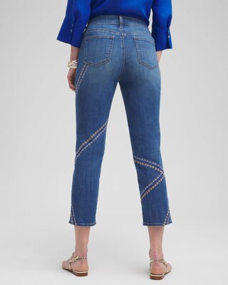 Girlfriend Embroidered Cropped Jeans