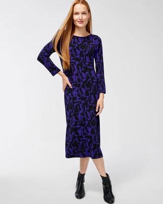 Travelers Abstract Print A-line Midi Dress