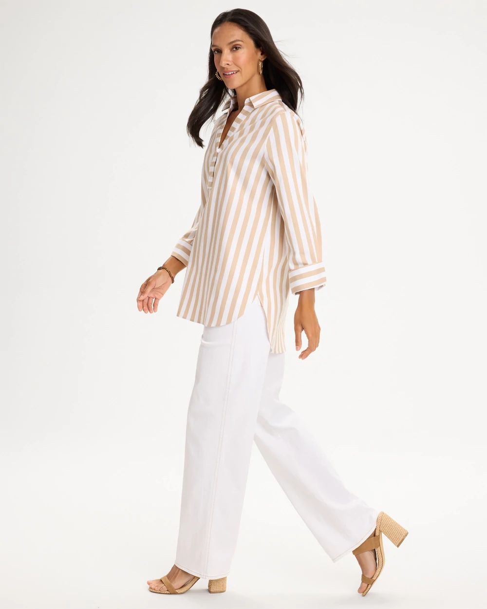 No Iron™ Stretch Neutral Striped Tunic click to view larger image.