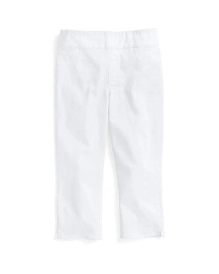 No-Stain White Pull-On Denim Capris