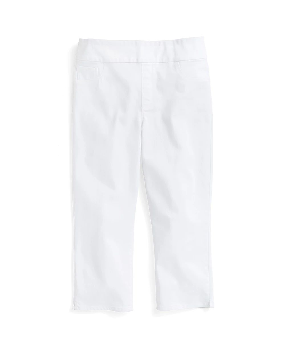 No-Stain White Pull-On Denim Capris