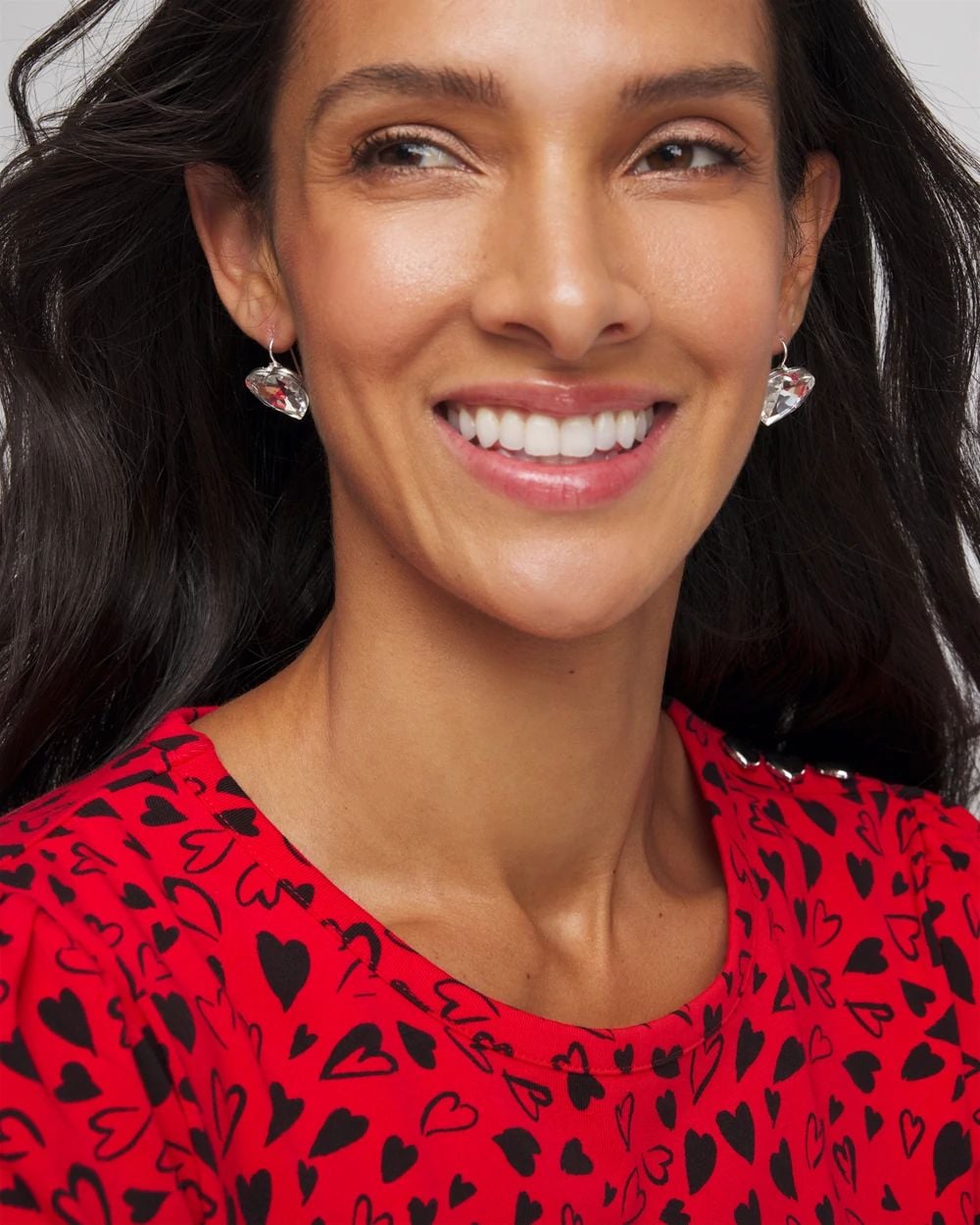 Crystal Heart Gem Drop Earrings