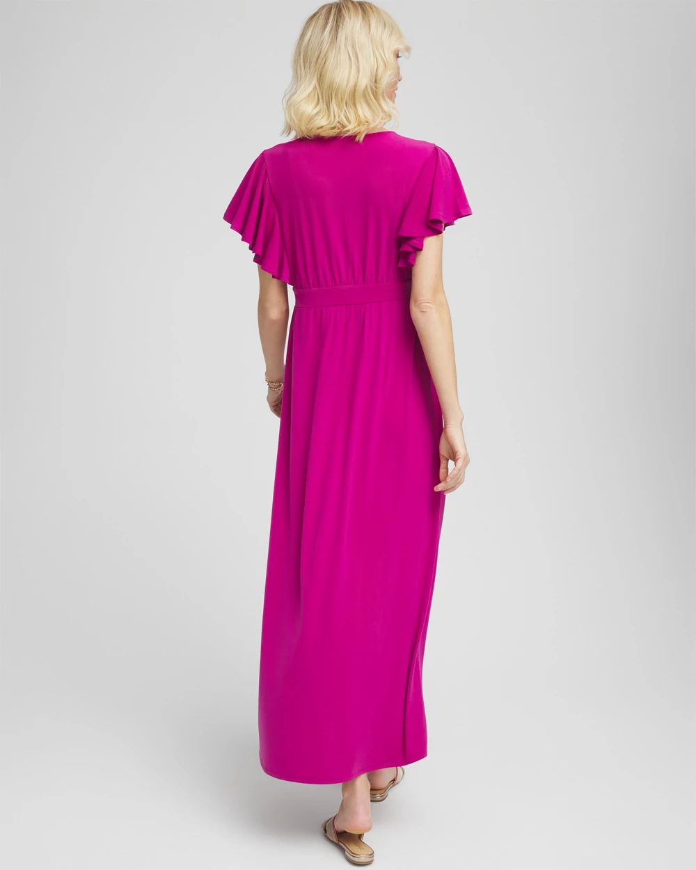 Flutter Sleeved Jersey Maxi Dress