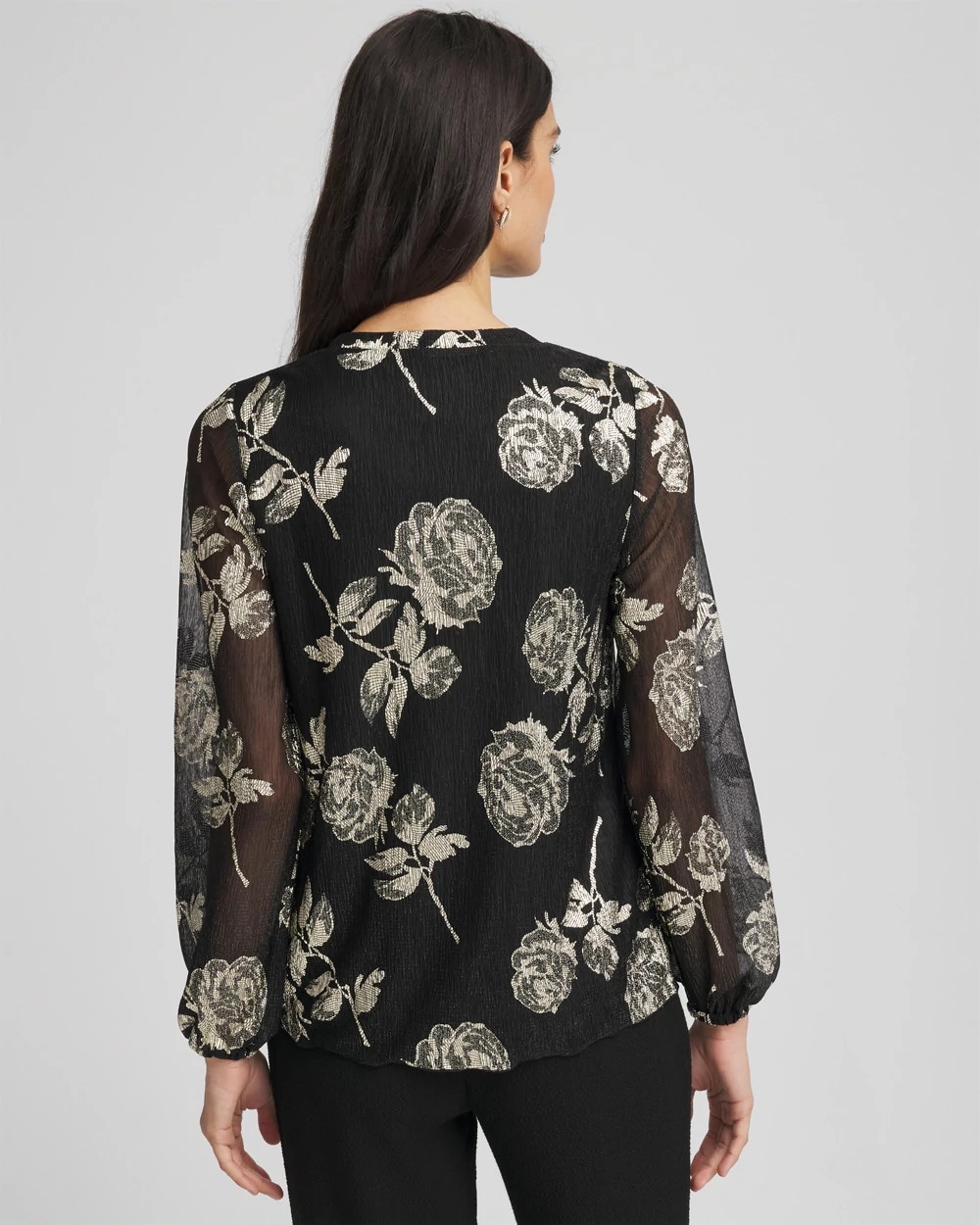 Floral Metallic Bodre Top