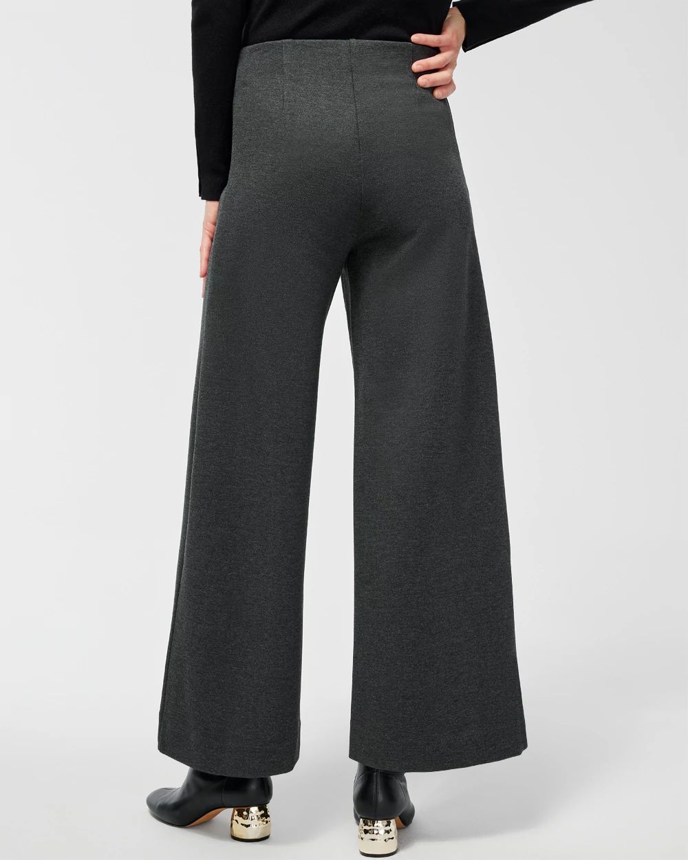 Ponte Pintuck Wide Leg Ankle Pants click to view larger image.