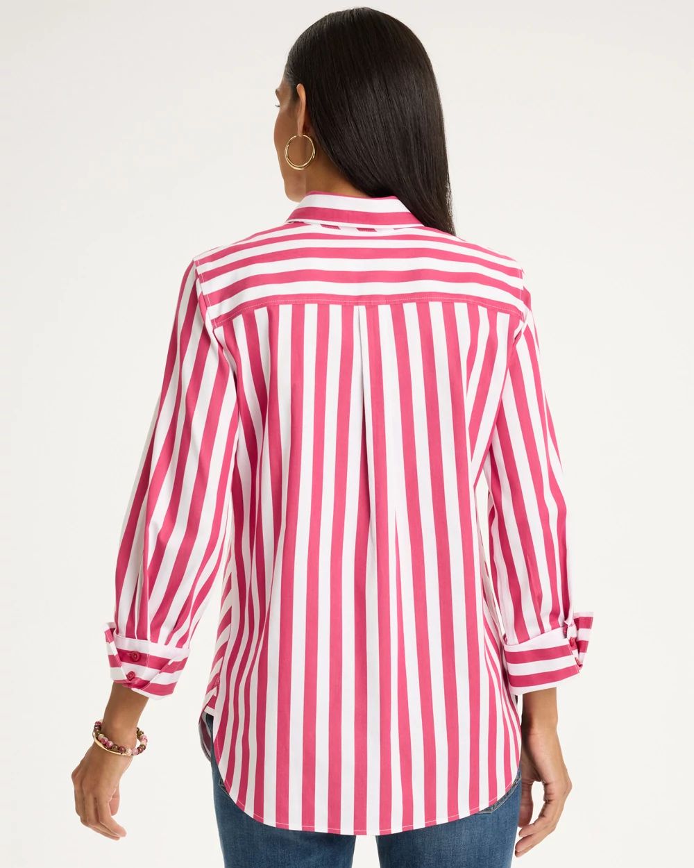 No Iron™ Stretch Slimming Striped Shirt click to view larger image.