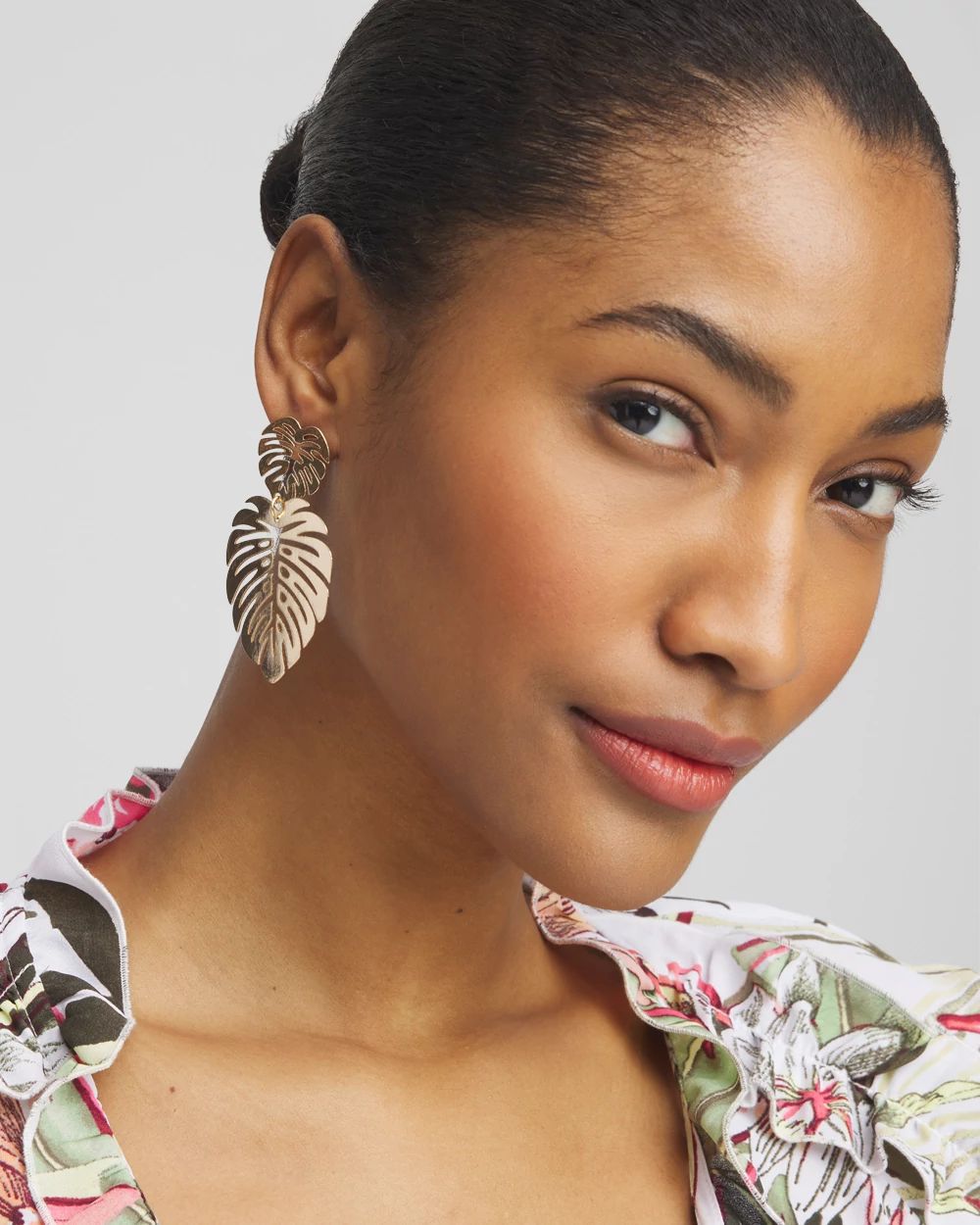 No Droop™ Gold Tone Leaf Earrings