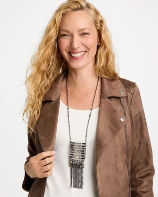 Long Beaded Pendant Necklace click to view larger image.
