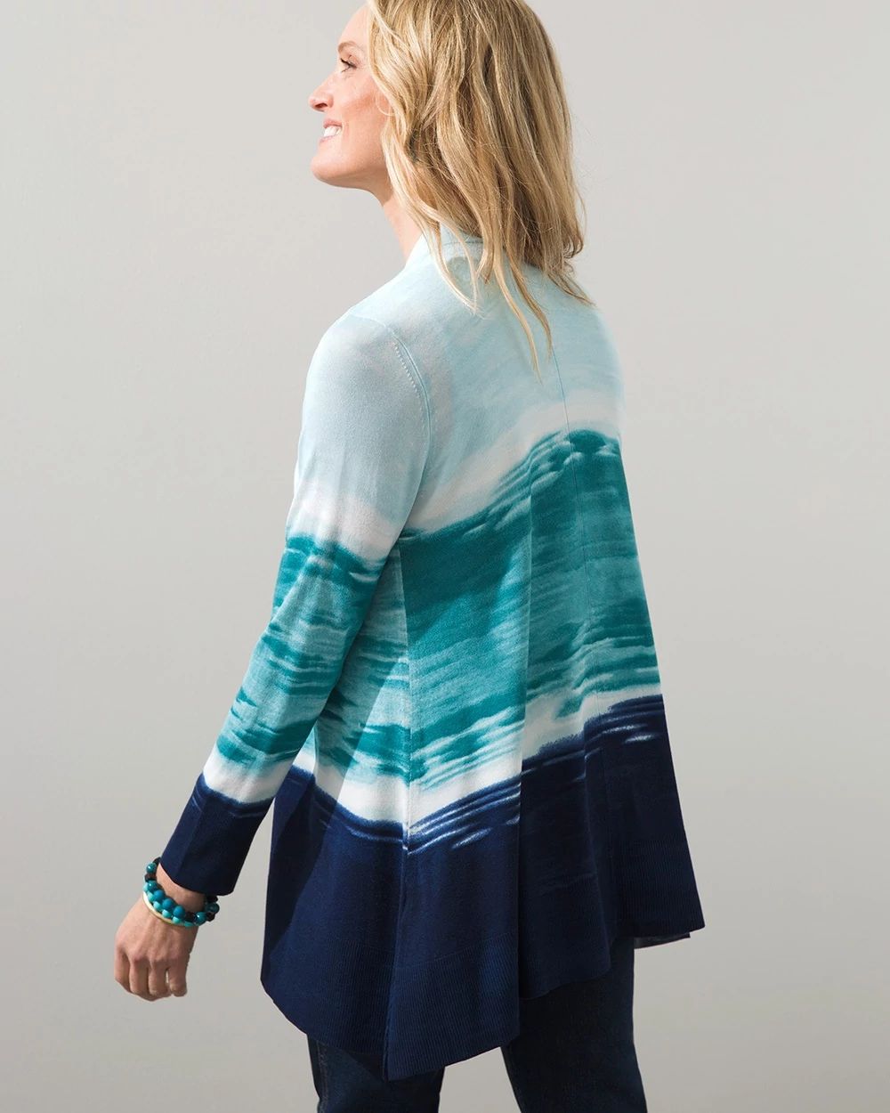 Spun Rayon Ombre Hanky Hem Cardigan