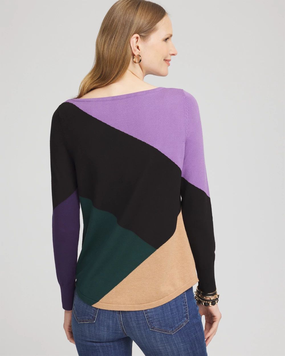 Colorblock Bateau Neck Sweater click to view larger image.