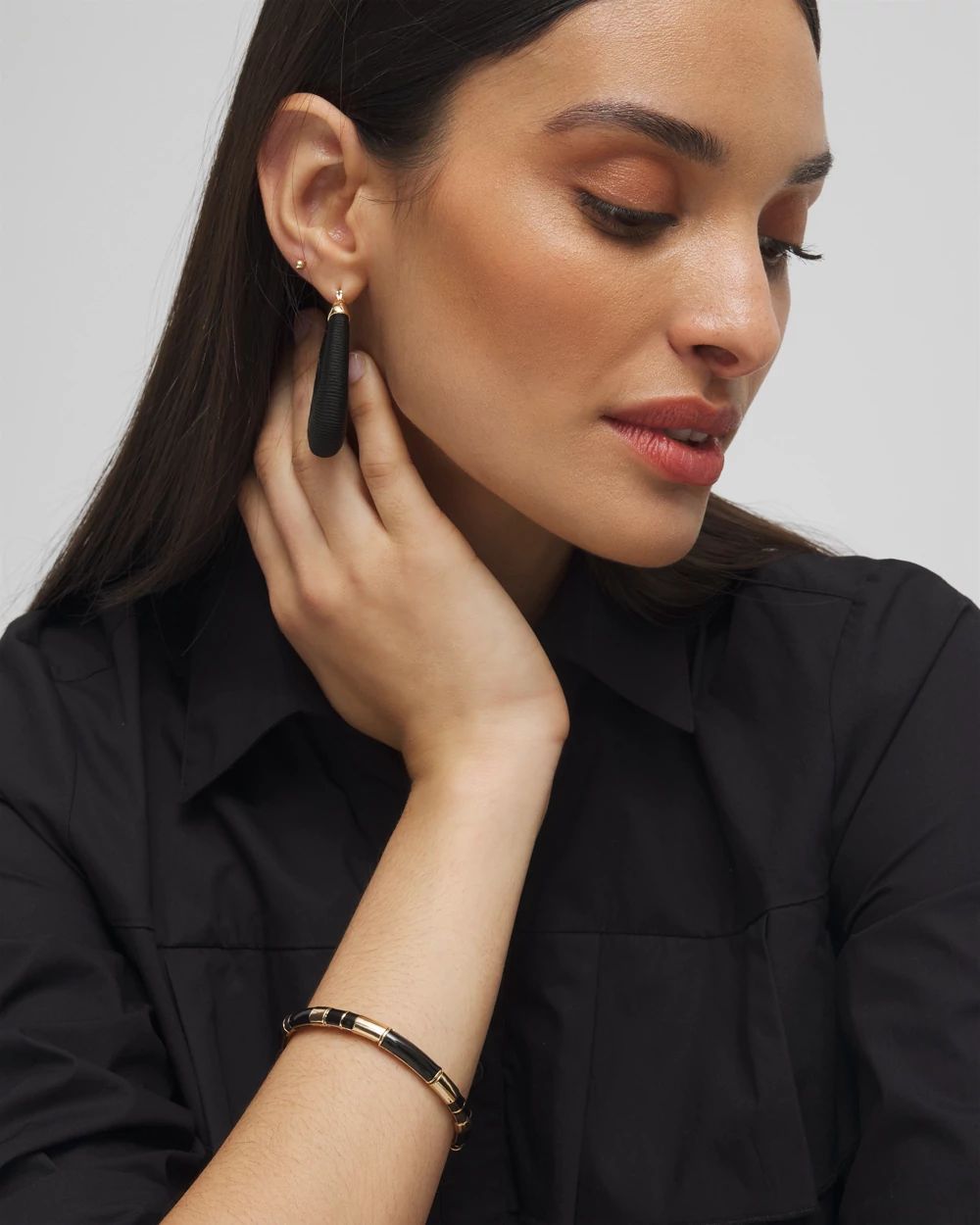 Black Enamel Stretch Bracelet