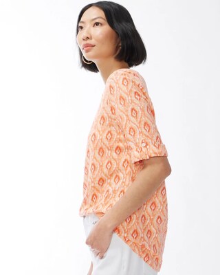 Ikat Henley Elbow Sleeve Slub Tee