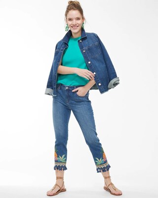 Embellished Pineapple Denim Jacket