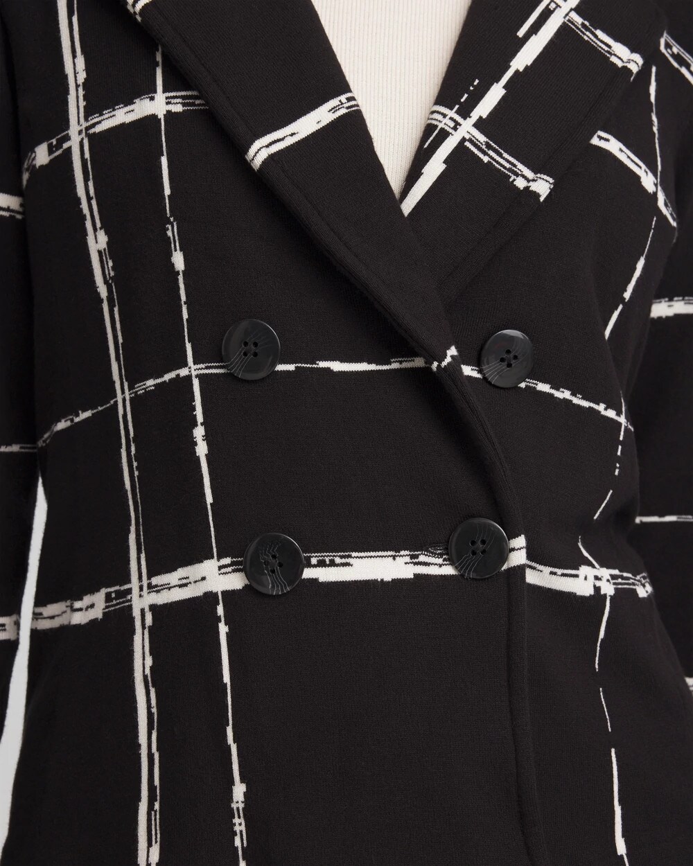 Cropped Double-Breasted Sweater Blazer