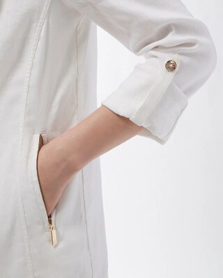 Linen-Blend Stretch Moto Jacket