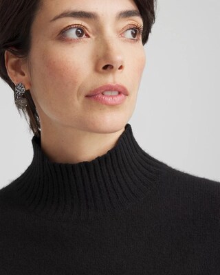 Cashmere Elbow Sleeve Mock Neck Sweater click to view larger image.