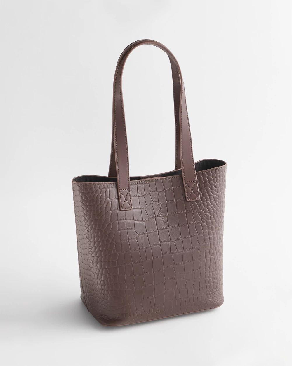 Crocodile Motif Leather Tote Bag