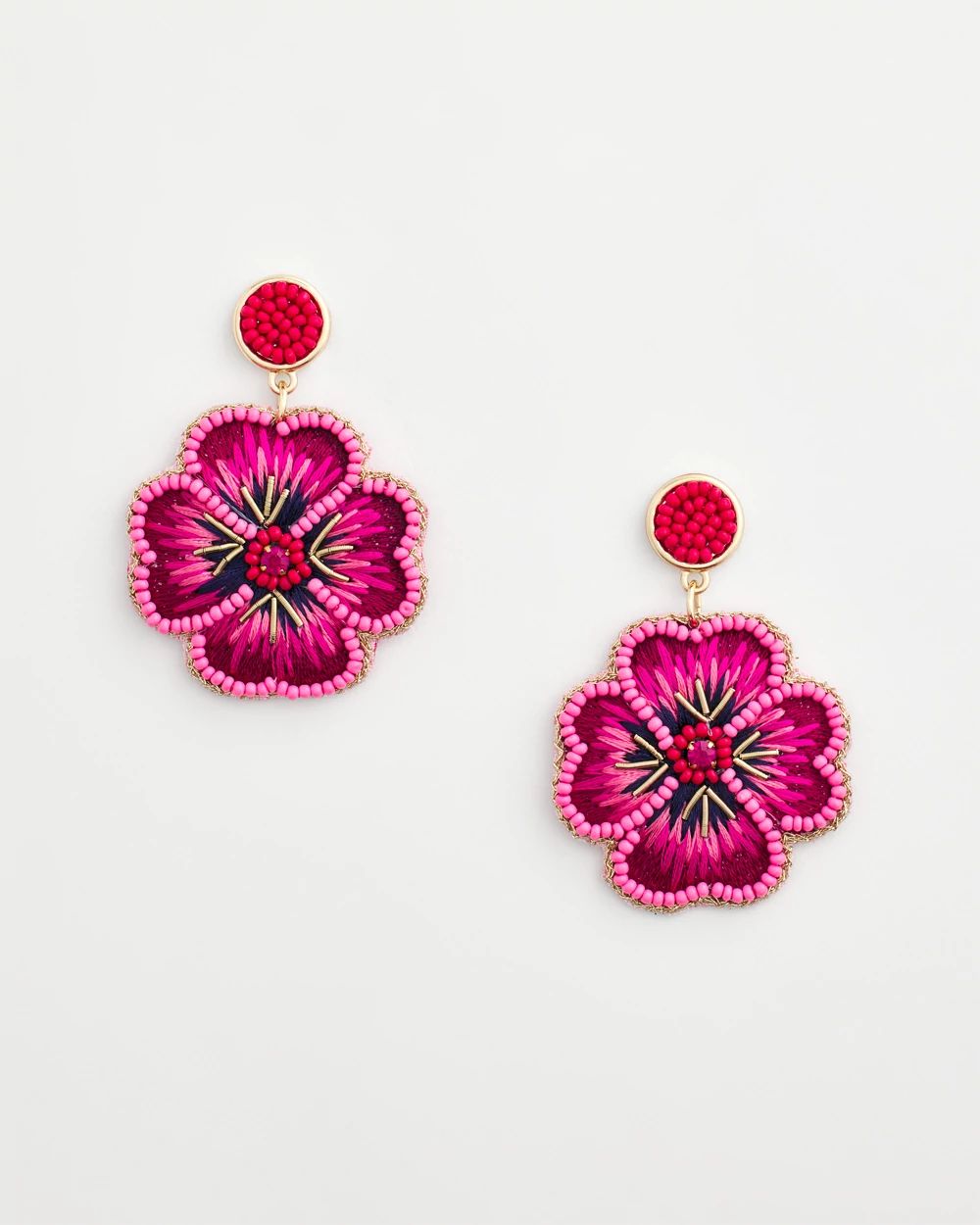 Thread Wrapped Flower Earrings