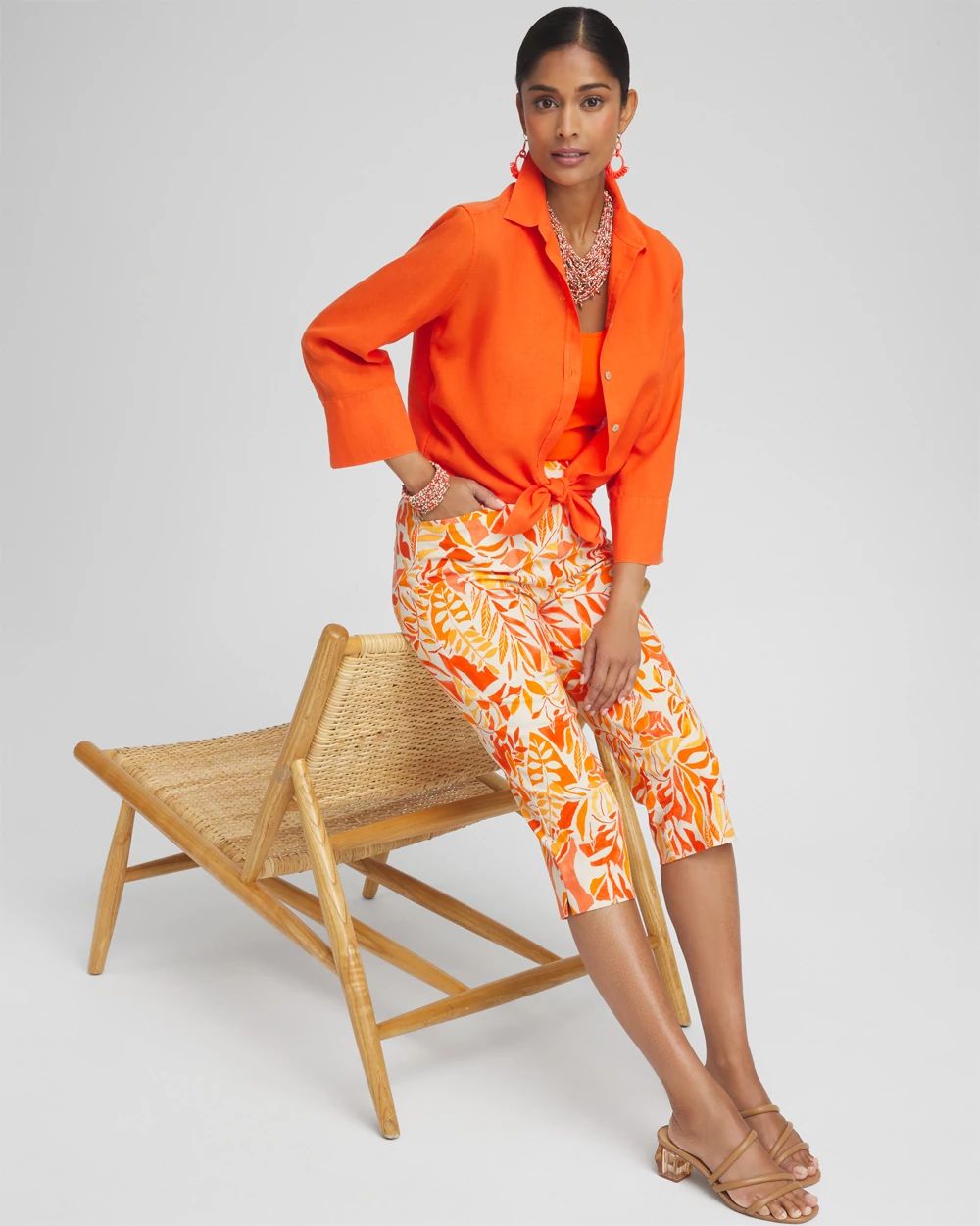 No Iron™ Linen 3/4 Sleeve Shirt click to view larger image.