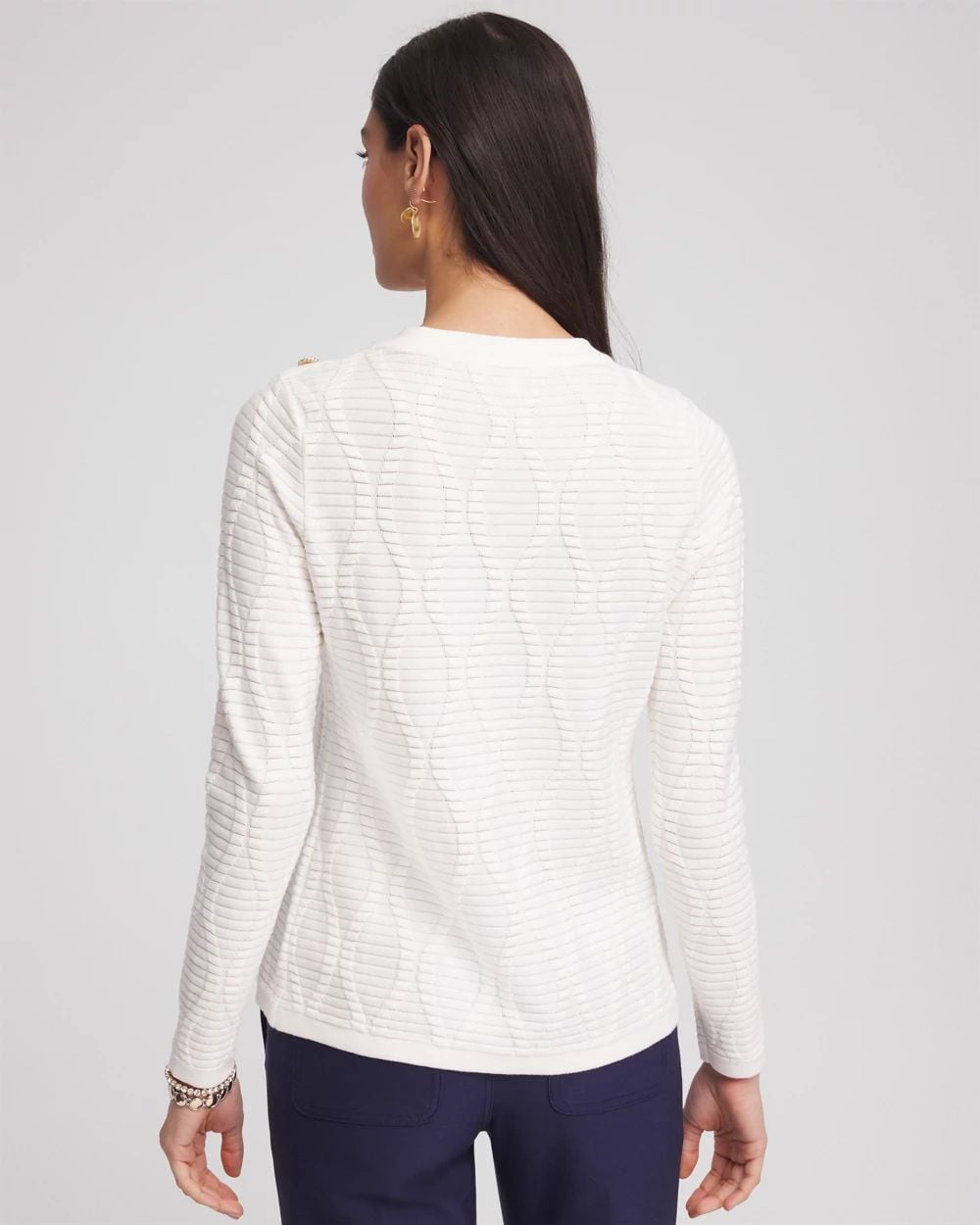 Button Shoulder Crewneck Pullover