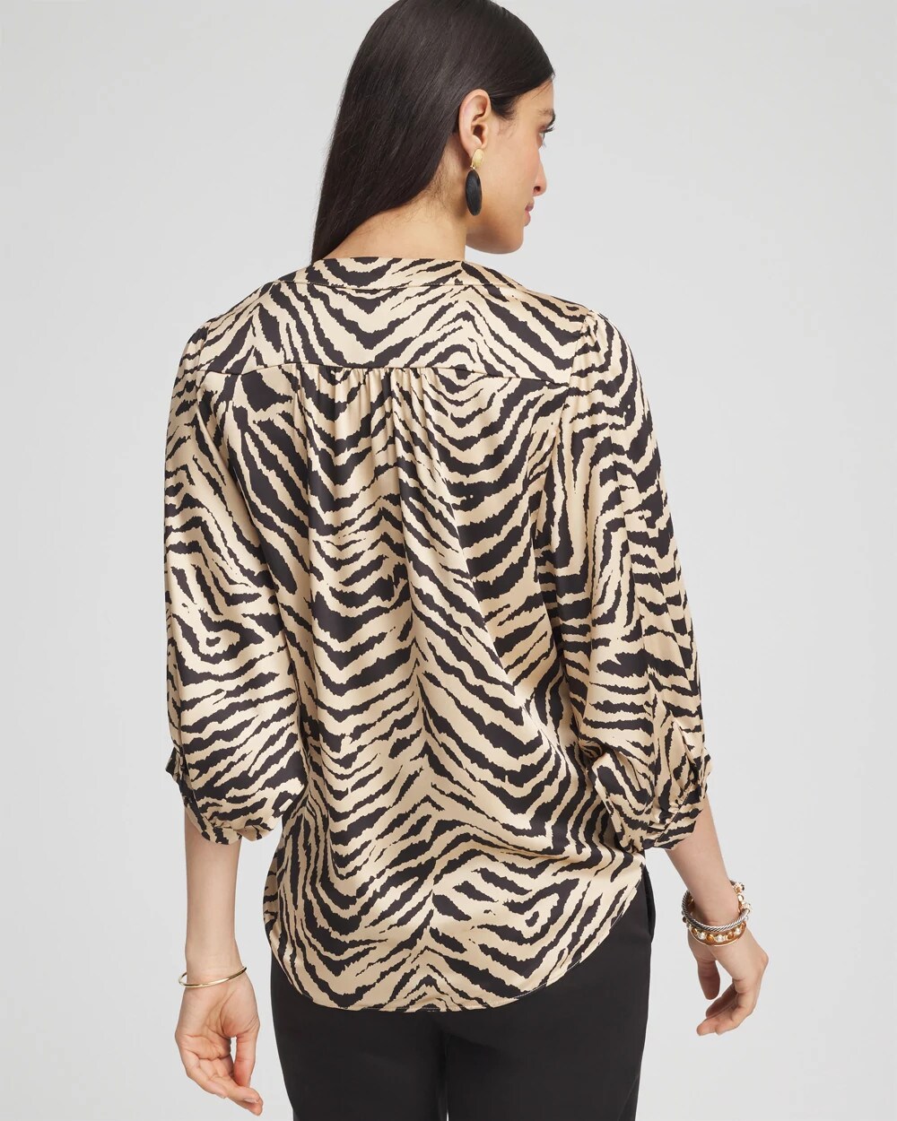 Zebra Print Tie-Front Blouse