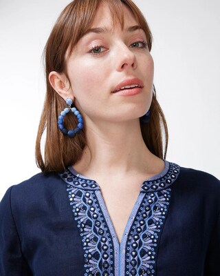 Embellished Beaded Linen Dress