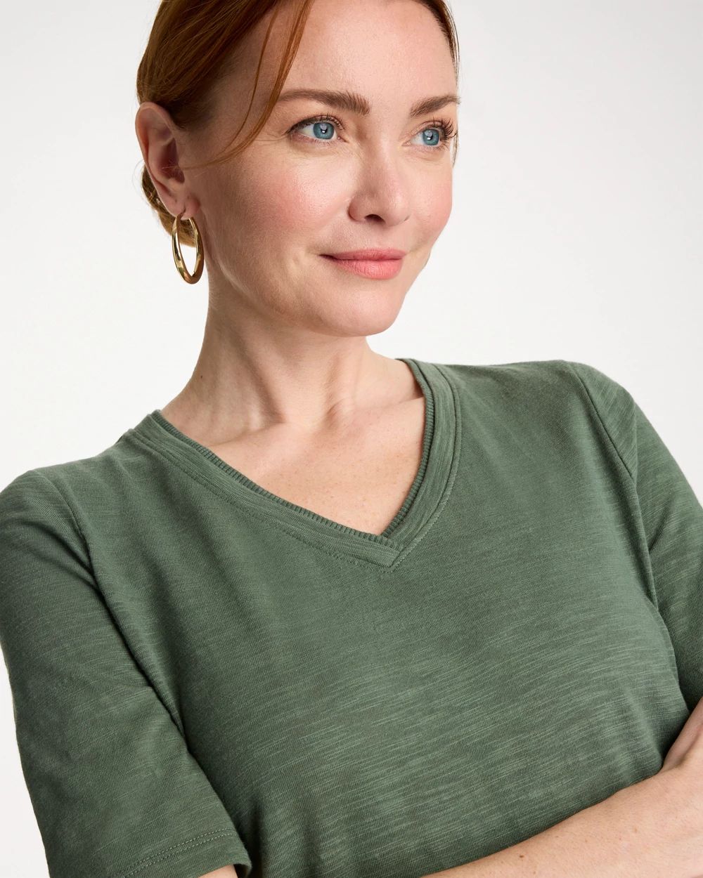 Cotton Slub V-Neck Tee click to view larger image.