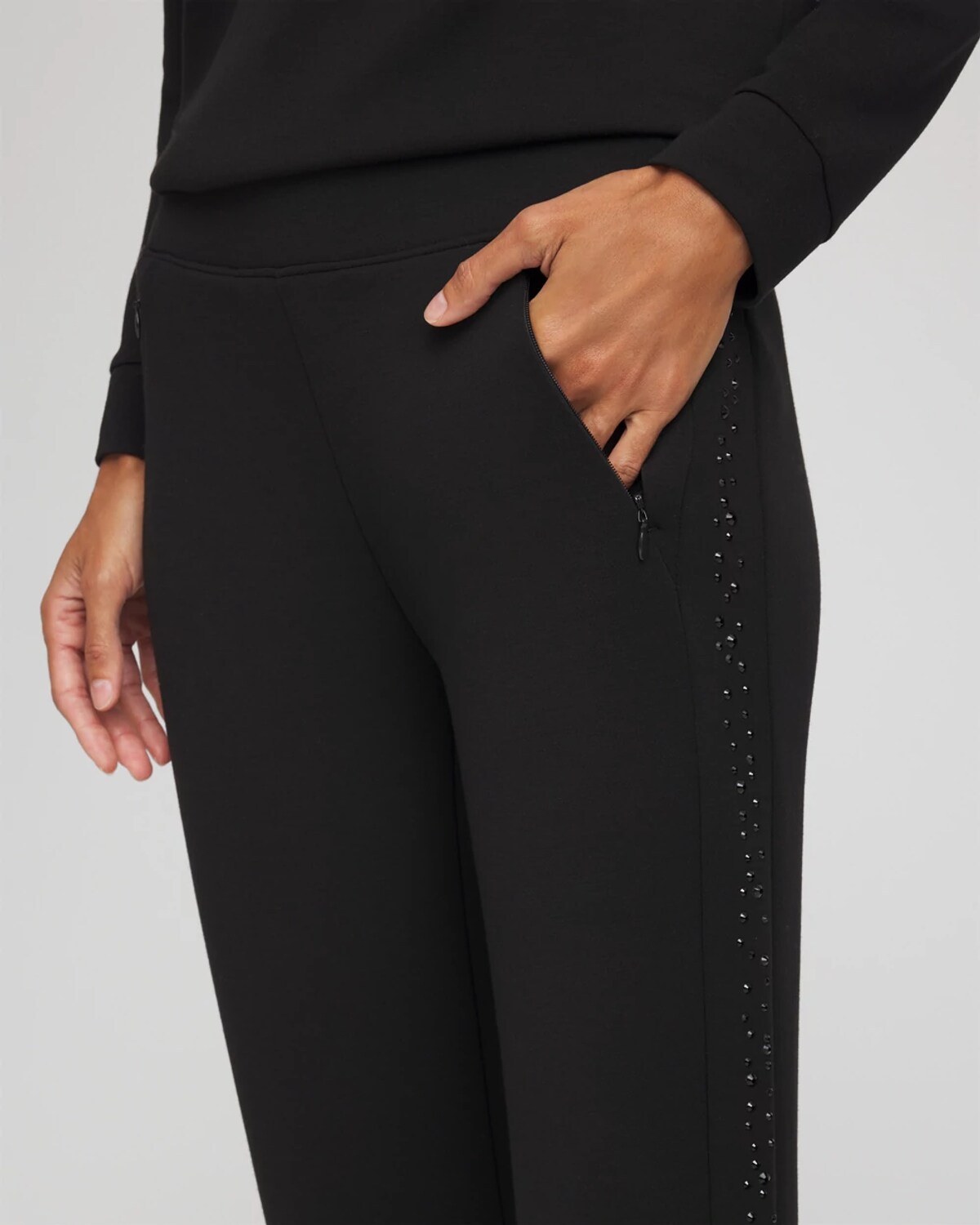 Chico's Scuba Rhinestone Joggers In Black In Black