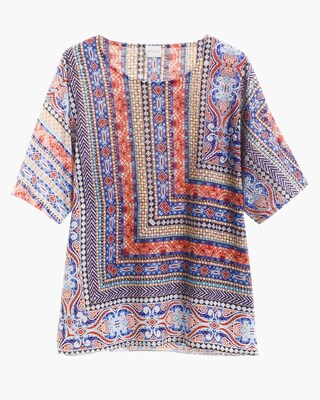 Tile-Border Flutter Sleeve Top